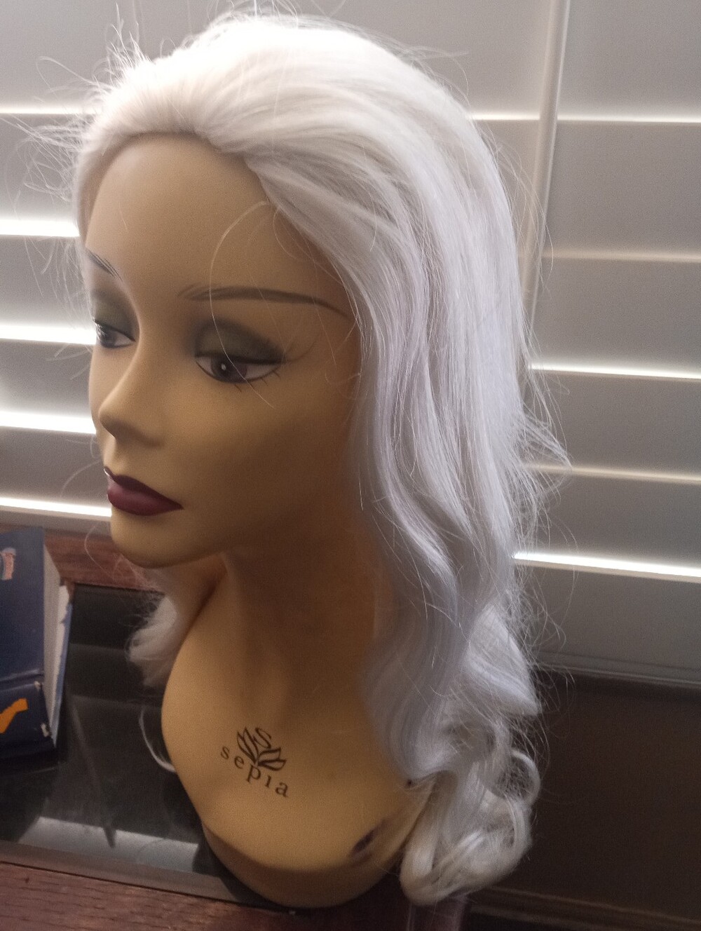 Long white wig - New with adjustable strap